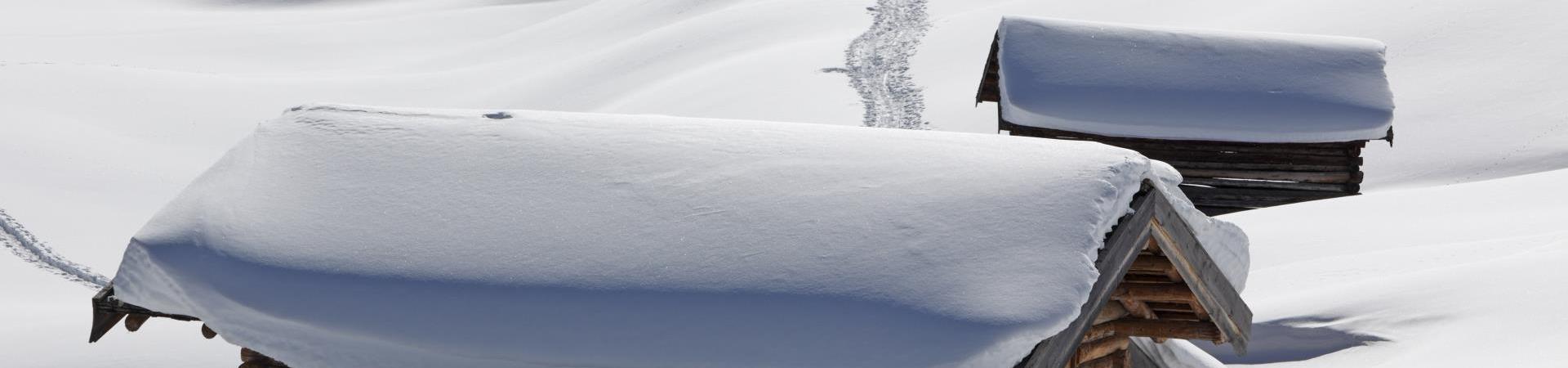 Snow-covered huts